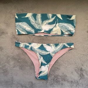 Tropical bandeau bikini set